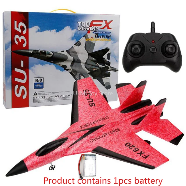 New SU-35 RC Remote Control Airplane 2.4G Remote Control Fighter Hobby Plane Glider Airplane EPP Foam Toys RC Plane Kids Gift With box Red