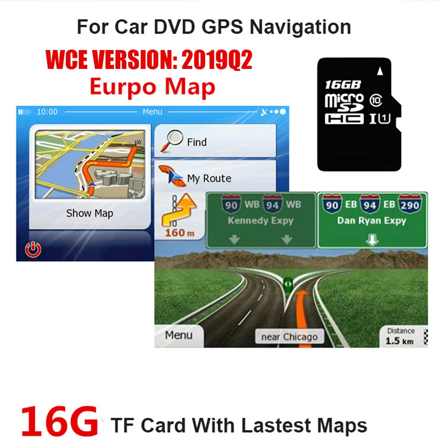 Карта Micro SD подходит для системы WCE Автомобильная GPS навигация 16 ГБ Европы Италия