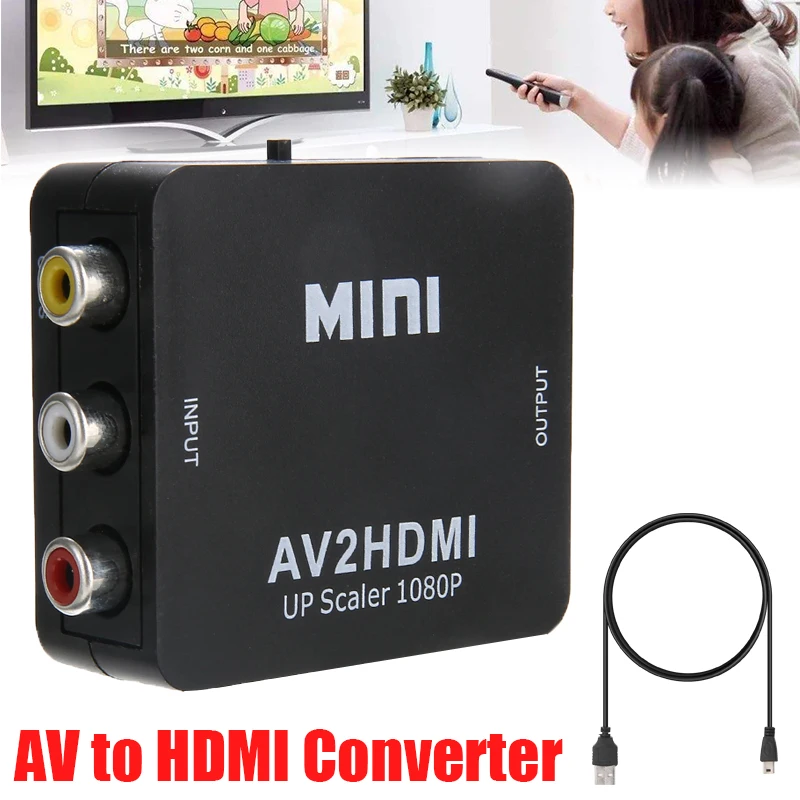 Мини AV в HDMI видео конвертер коробка 1080P Full HD AV2HDMI RCA HDMI AV в HDMI адаптер для HD ТВ PS3 PS4 PC DVD Xbox проектор