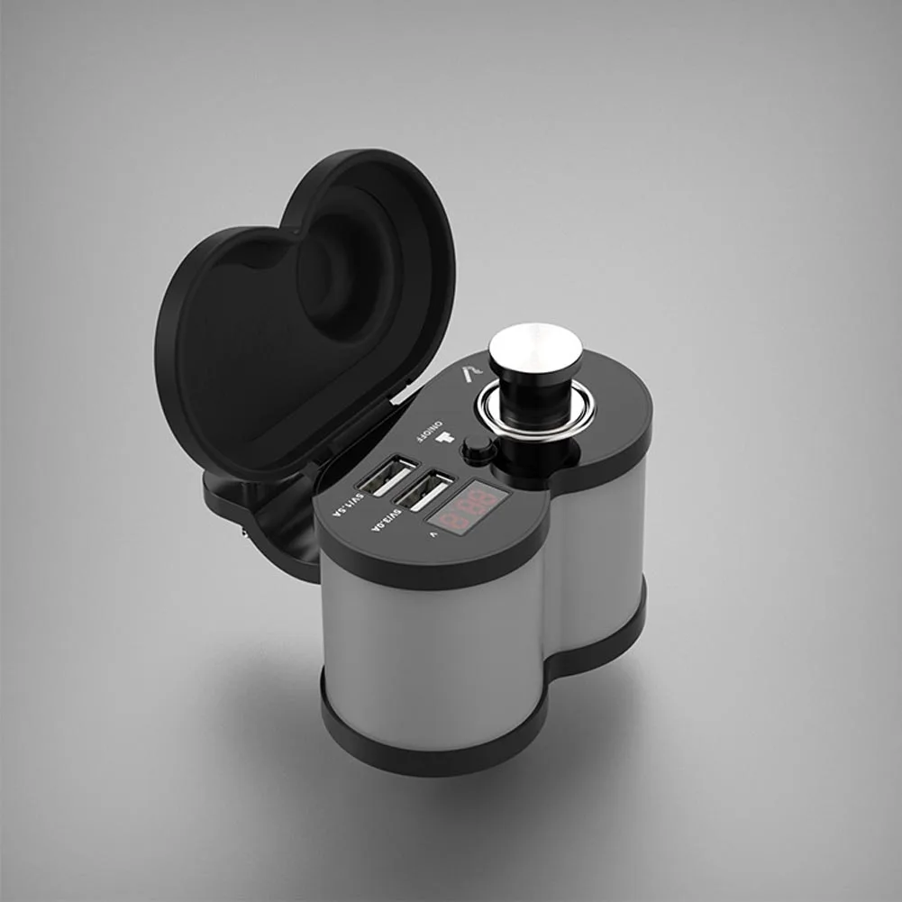 12V мотоцикл автомобиль керамический прикуриватель Быстрая зарядка розетка двойной USB - Название цвета: Серый