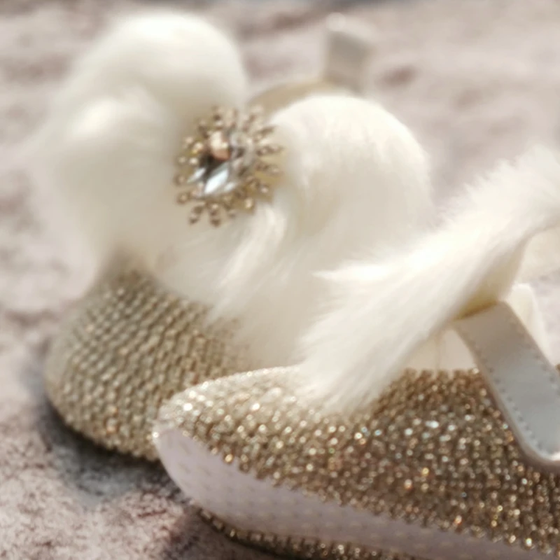 Dollbling AB Цвет Кристалл Блестящий ослепительный DIY пользовательские сказочные детские туфли крестины Алмаз Роскошные Лолита 0-1 детская обувь