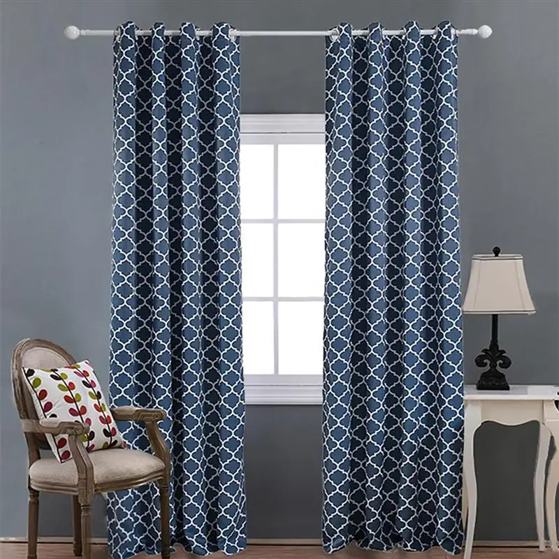 Household Bathroom Printed Shade Curtain Polyester Bathroom Curtains(Blue 132x213cm) 3 Size Practical