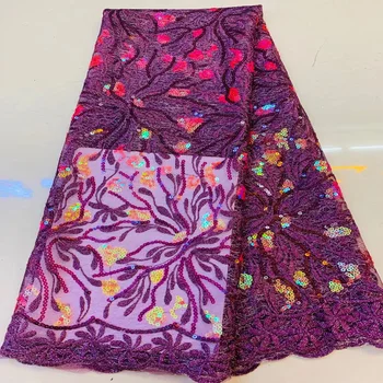 

8 colors Latest arrival African tulle lace fabric allover embroidered French net lace with sequins for party dress FZZ402