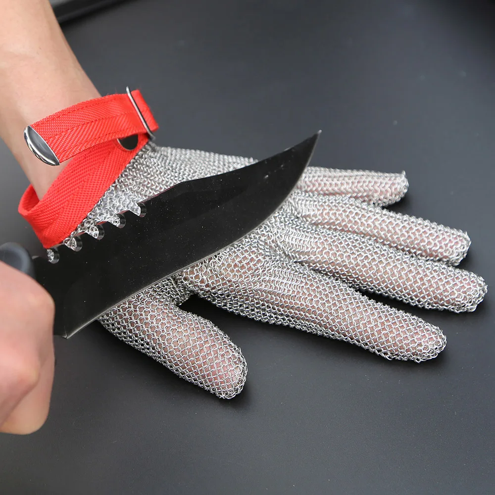 High-quality 304L Stainless Steel Mesh Knife Cut Resistant Chain Mail Protective Glove for Kitchen Butcher Working Safety