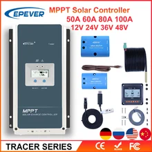 EPEVER MPPT Solar Charge Controller Backlight Tracer 100A 80A 60A 50A Battery Charger Regulator Solar Cells Panel Trace Series