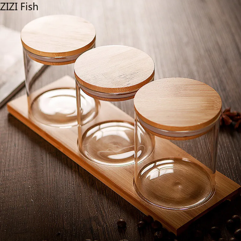 

Japanese-style Transparent Glass Seasoning Pot Storage Bottle Household Seasoning Box Salt Tank Kitchen Supplies Combination Set