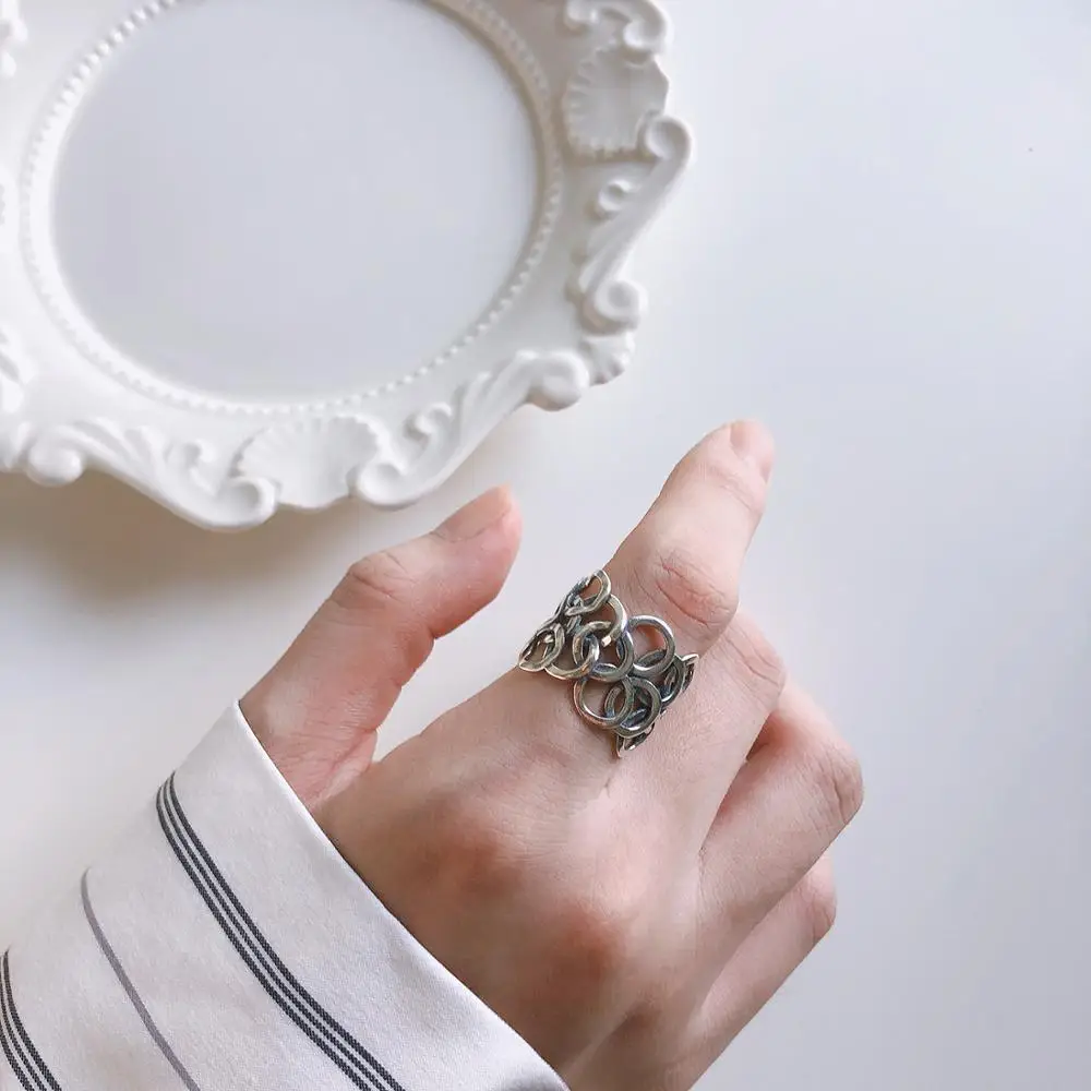 DIEERLAN Bijoux индивидуальные 925 пробы серебряные кольца для женщин Свадебные украшения регулируемый античный перстень Anillos