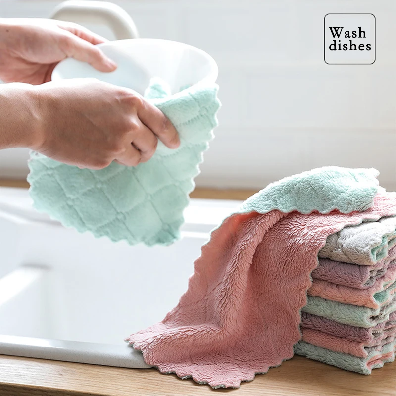 1pc Super Absorbent Microfiber Kitchen Dish Cloth High-efficiency Tableware Household Cleaning Towel Kichen Tools Gadgets Cosina