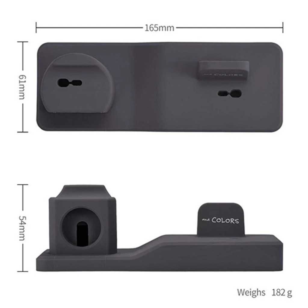 3 in 1 Silicone Charging Stand for Apple Watch Charger Stand Dock Station for iPhone Xs XS Max XR X 8 Plus Charing Station Base