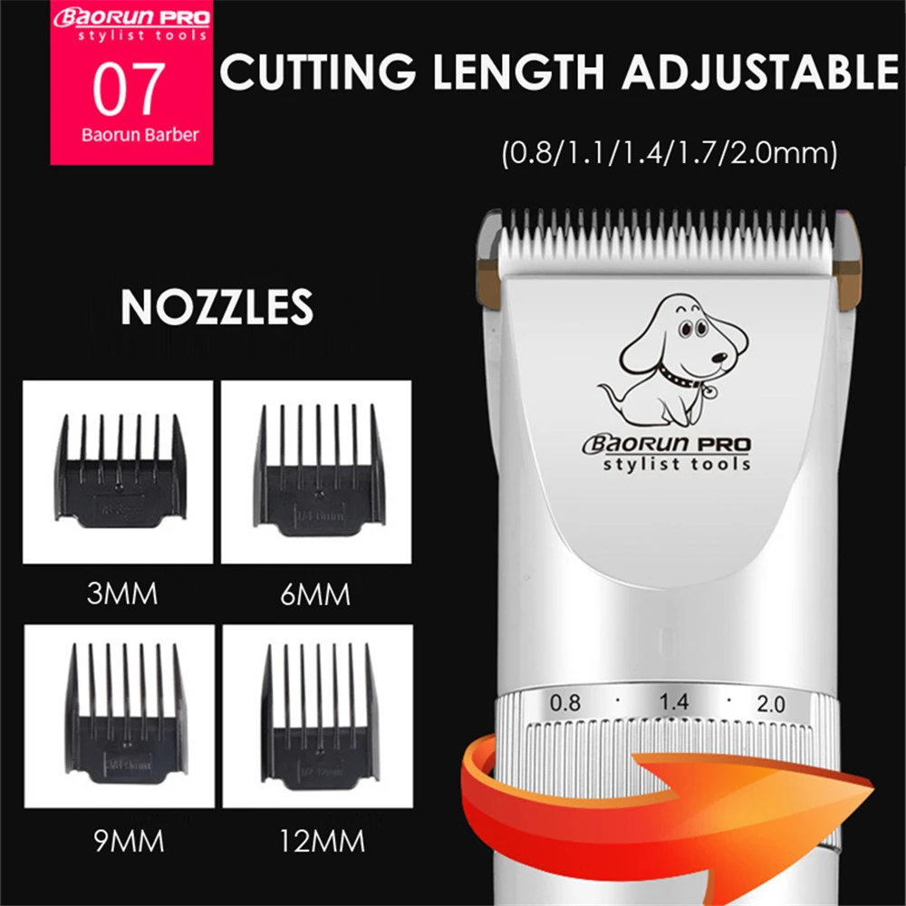 BaoRun P9 Dog Clipper Professional LCD Display Pet Cat Clippers Rechargeable Haircut Machine