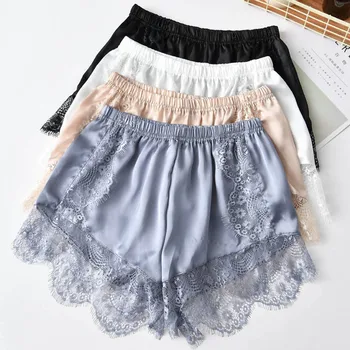 

2020 Plus Size Satin Kitten Silky Elastic Waist Women Men Home Sleep Tracksuit Bottom Short Pants Pajama Nightwear Shorts