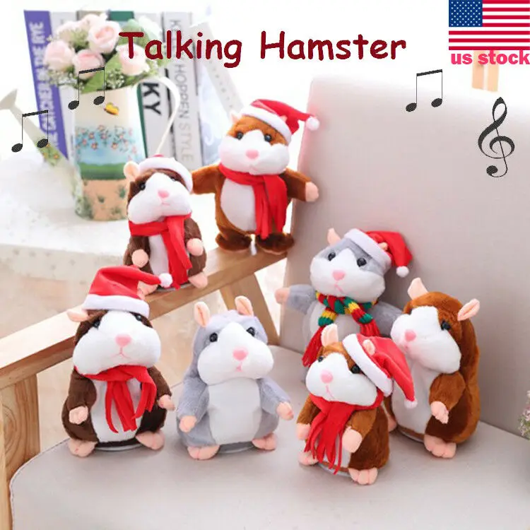Cute Talking Hamster Nodding Sound Record Chat Electric Plush Toy Xmas Gift kid 
