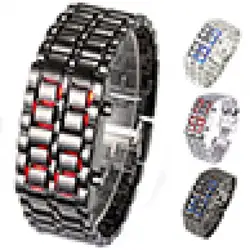 Reloj de pulsera Digital LED de acero inoxidable para hombre y mujer, pulsera de cuarzo, relojes de pareja
