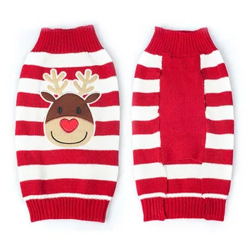 

Christmas Dog Cat Sweater Clothes Winter Elk Striped Jersey Pullover Clothing for Chihuahua Small Dog Jumper Costume ropa perros