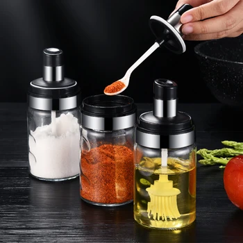 

Honey 280ml Lid Damp-proof Pepper Condiment Pot Seasoning Modern Kitchen Supplies Barbecue With Spoon Container Salt Oil Sugar
