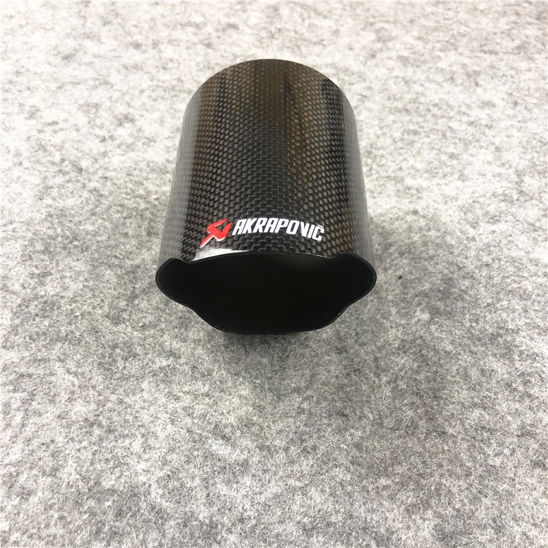 1 шт. Akrapovic Глянцевая углеродная выхлопная крышка и матовая углеродная волокно выхлопные наконечники крышки автомобиля Универсальные выхлопные трубы глушителя чехлы - Цвет: Glossy 76mm