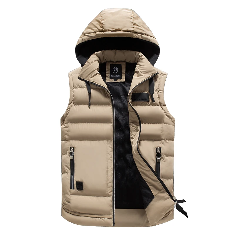 С бесплатным подарком, зимний утепленный жилет с хлопковой подкладкой, Мужской приталенный жилет, повседневная куртка без рукавов с капюшоном, жилеты для путешествий