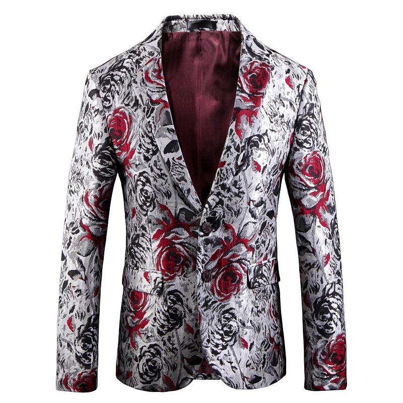 

2020 new men suit blazer large size 6xl men suit jacket Slim design Flower coat