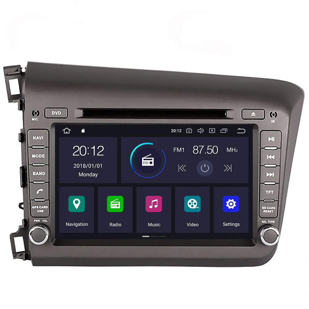 4+64 Android 9.0 Car Stereo Smart Multimedia DVD Player GPS for Honda CIVIC 2012+ Map Audio Video radio tape recorder head unit