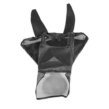 Маска от мух для всего лица, маска для лошади, тонкая сетка, УФ-защита, с ушами, конский длинный нос, дышащая, Черная