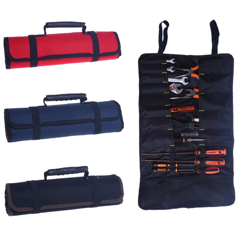 Junejour Tool Stroage Pouch Electricians Organizer Tool Rolling Bag Reel Professional Multi-purpose Car Repair Kit Bag