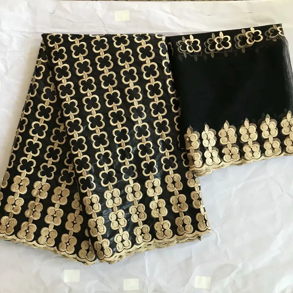 Новое поступление Африканский Базен riche getzner ткань с вышивкой кружева/Базен riche платье Материал нигерийский B502