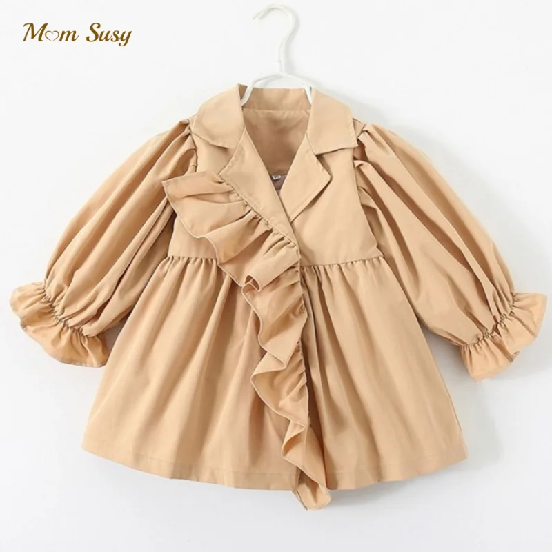 

Mom Susy Fashion Baby Girls Cotton Trench Jacket Ruffle Infant Toddler Kid Coat Spring Autumn Child Jacket Dust Coat 1-7T