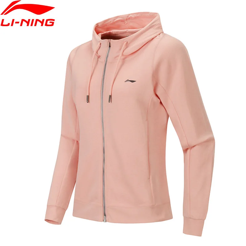 Li-Ning женский спортивный свитер с капюшоном, свободный крой, 82% хлопок, 18% полиэстер, карманы, подкладка, спортивный свитер с капюшоном, AWDP382