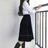 Japanese School Uniforms Girls Solid Color High Waist Pleated Skirt Long JK Suit Black Grey High School Student Women Clothes ► Photo 3/6