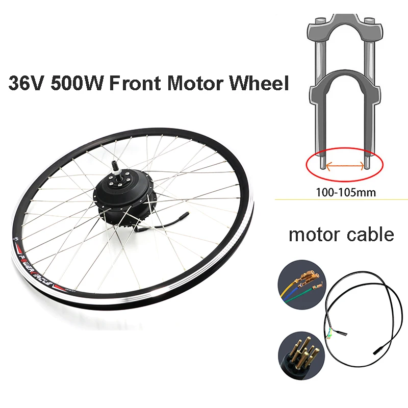 36V 500W Motor wheel Набор преобразования для электрического велосипеда 26''700c электродвигатель 500 Вт 36V48V электрический велосипед комплект Bicicleta электродвигатель переднего колеса велосипеда Велоспорт - Цвет: 36V 500W Motor wheel
