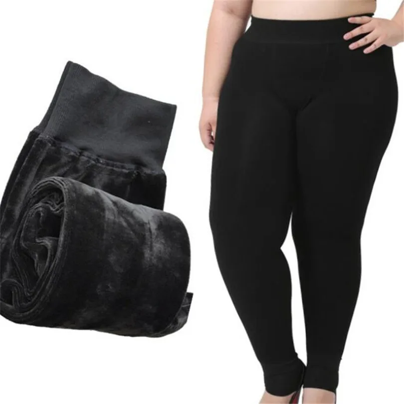 CHSDCSI, сексуальные бархатные леггинсы, черные штаны с высокой талией, зимние женские леггинсы, большие, теплые, плотные брюки размера плюс, леггинсы - Цвет: K374 Black