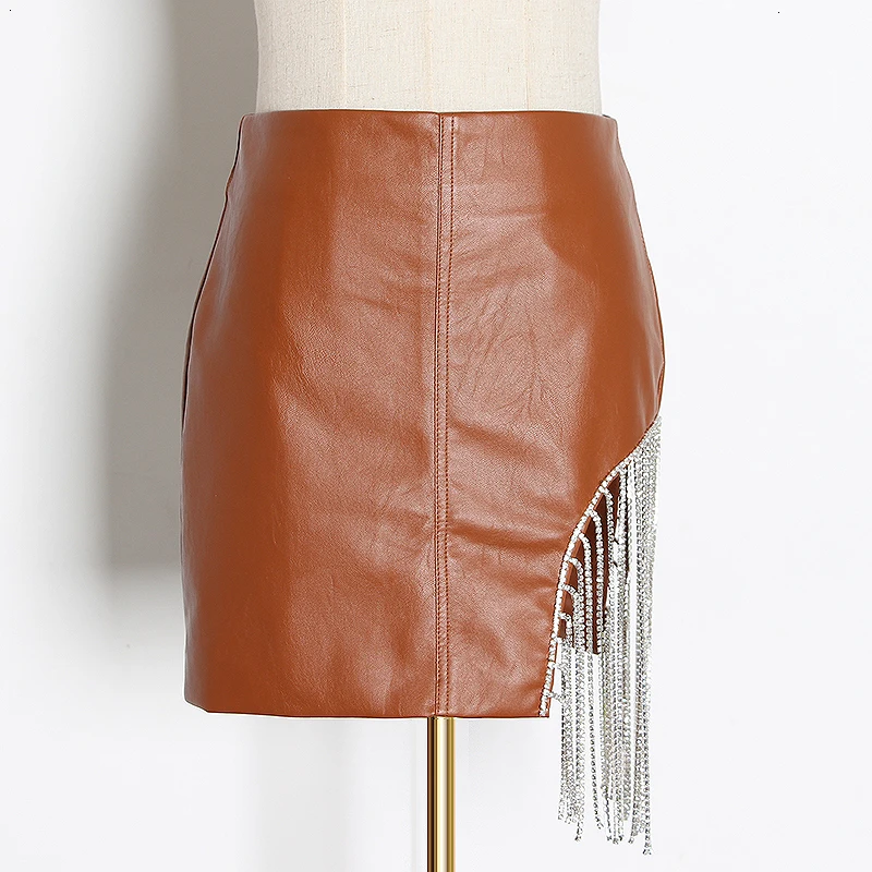 TWOTWINSTYLE асимметричные юбки с кисточками в стиле пэчворк для женщин, женская мини-юбка трапециевидной формы с высокой талией, осенняя модная одежда, Новинка