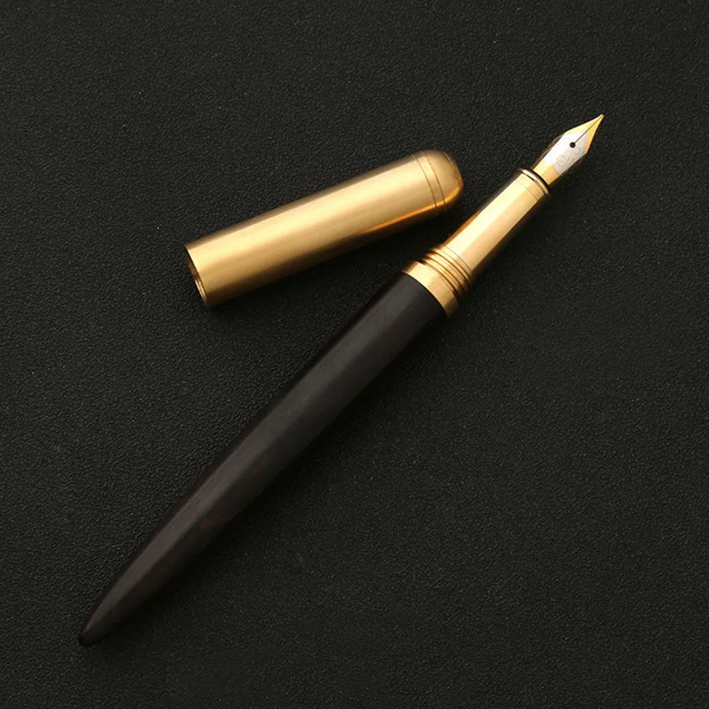 

Brass Sandalwood Kids Fountain Pen Smooth Practise Device Study Supplies Stationery Vacuum Filling Office Rotating Ink Gifts