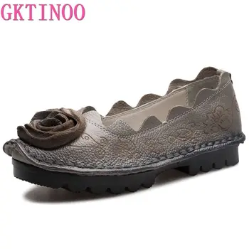 

GKTINOO Spring And Autumn Women Flats 2019 Fashion Genuine Leather Flat Shoes Woman Soft Casual Loafers Women Shoes