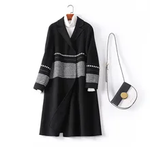 GoWinlin, зимнее длинное шерстяное пальто для женщин, двухсторонняя кашемировая верхняя одежда, осеннее пальто размера плюс для девушек