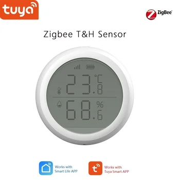 

Tuya Zigbee smart Home Temperature & Humidity Sensor with Lcd screen, Support IF then function auto turn on TV or air Cons.