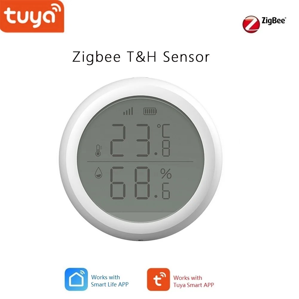Датчик температуры и влажности для умного дома Tuya Zigbee с ЖК экраном поддерживает