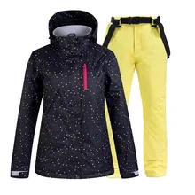 Женский лыжный костюм, термальная Лыжная куртка и штаны, комплект, зимний женский водонепроницаемый ветрозащитный лыжный и сноубордический комплект, женская зимняя одежда