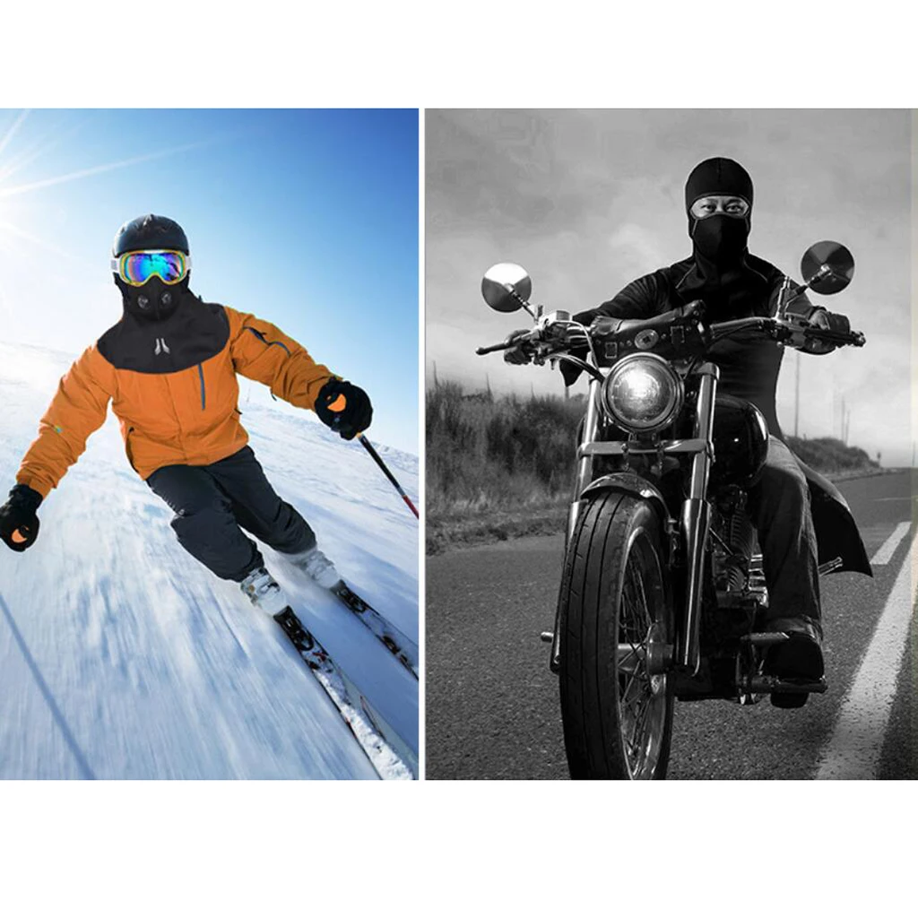 Windproof Thermal Full Face Mask Hat Outdoor Motorcycle Cycling Winter Headwear Black