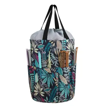 

New Waterproof Yarn Storage Bag With Maple Leaves Blue Color Travel Organize Storage Bags Round Knitted Wool Bag Free sShipping