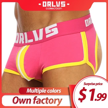 

ORLVS Brand sexy gay jockstrap men underwear male underpants men thong g-string cueca tanga open backless sissy panties cotton