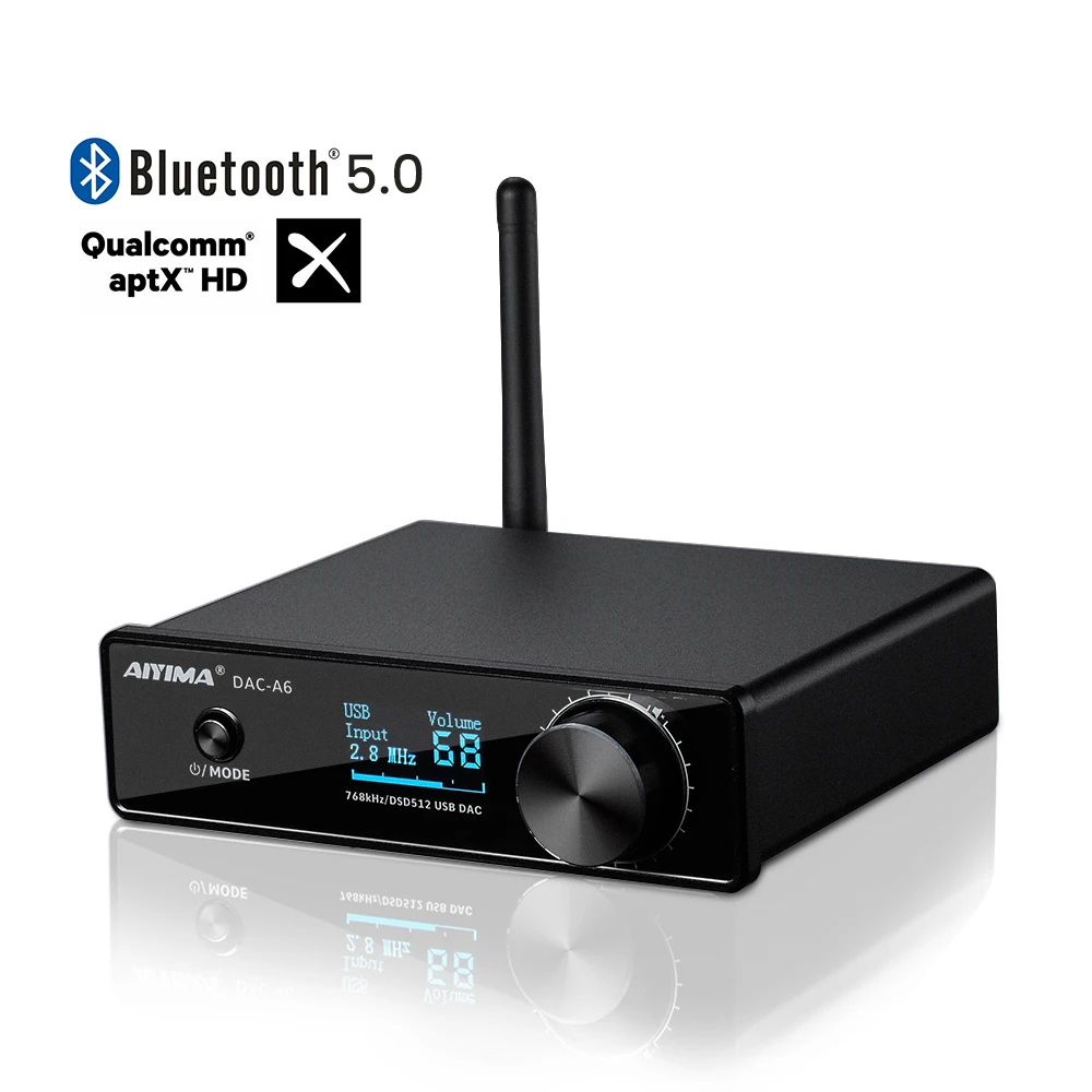 AIYIMA DAC A6 BT ESS9038Q2M HIFI XMOS XU208 усилитель 32 бит 768 кГц DSD512 USB APTX-HD der аудио COAX оптический с