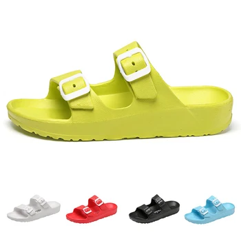 

2020 Summer Women Jelly Shoes Woman Slippers Female Casual Flat Ladies Buckle Slides Women's Candy Color Open Toe Beach Footwear