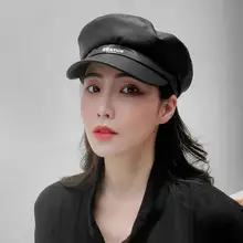 Модная шляпа в стиле милитари Pu плоский берет Топ военная шляпа для женщин роскошный козырек армейская Кепка для девочек Уличная Повседневная Спортивная армейская Кепка
