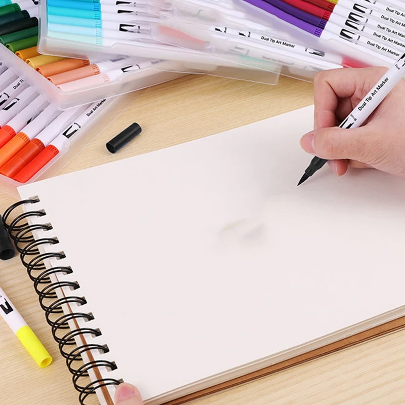 Цветная ручка для рисования, акварельный маркер для рисования, Цветной маркер для рисования, ручка с двойной головкой, маркер, ручка, кисть для школы, искусство, Suppl