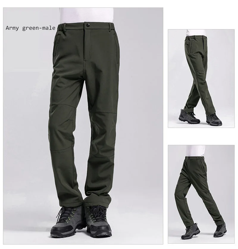 Army Green-Men Мужские и женские походные брюки, теплые, ветрозащитные, водонепроницаемые, дышащие, для альпинизма, для улицы, для походов, кемпинга, Экипировка для мужчин t 15201521 - Цвет: Army Green-Men