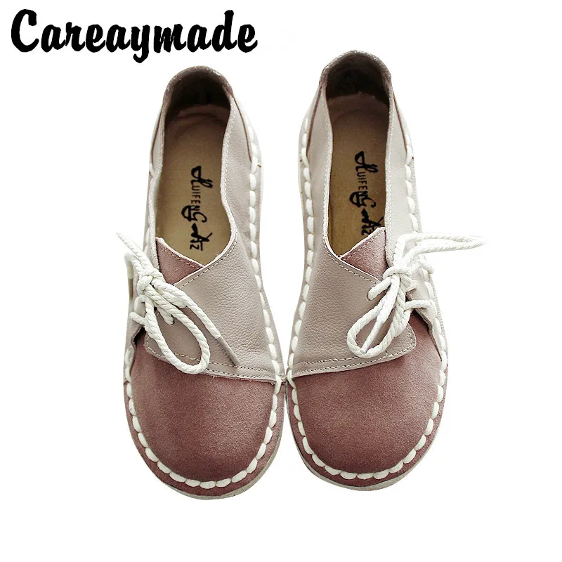 

Careaymade-Hot,New style homemade handmade genuine leather women's shoes,retro art round head soft bottom flat shoes,3 colors