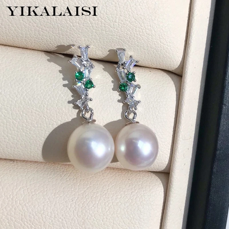 

YIKALAISI 9-10mm Round Natural Freshwater Pearl Earrings For Women 925 Sterling Silver Earrings Jewelry New Arrivals Wholesales