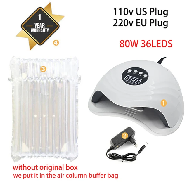 No Box SAMVI SUN5X Plus 80 Вт УФ светодиодная лампа Сушилка для ногтей лампа для сушки гелевых ногтей для быстрой сушки Гель-лак льдинка светильник для машинка для маникюра Светодиодная лампа - Цвет: No Box