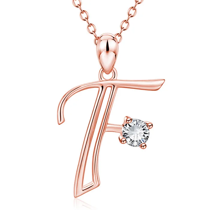 Trendy Zirconia Initial Letter Necklace Fashion A-z Alphabet Gold Pendant Necklace For Women Korean Jewelry - Окраска металла: F